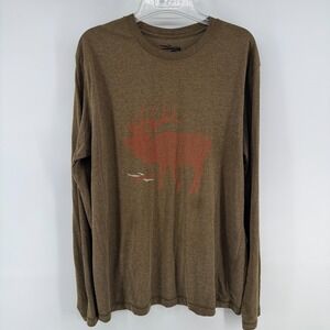 SITKA Shirt Mens XL Long Sleeve T-Shirt Brown Elk Graphic Hunting